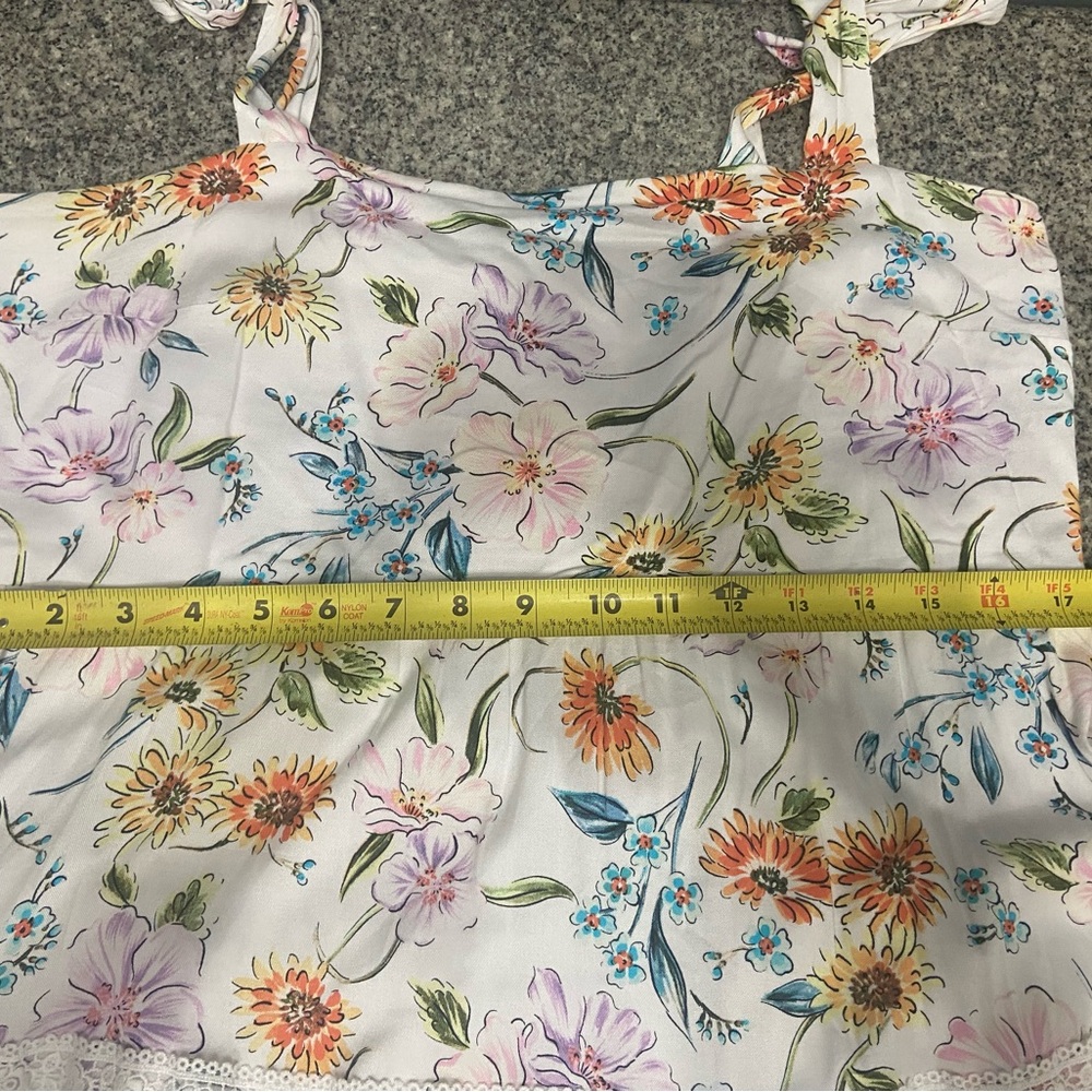 CROWN & IVY Long Maxi Floral Sundress Dress Milkmaid Tiered Lace Smocked XL - Picture 16 of 17